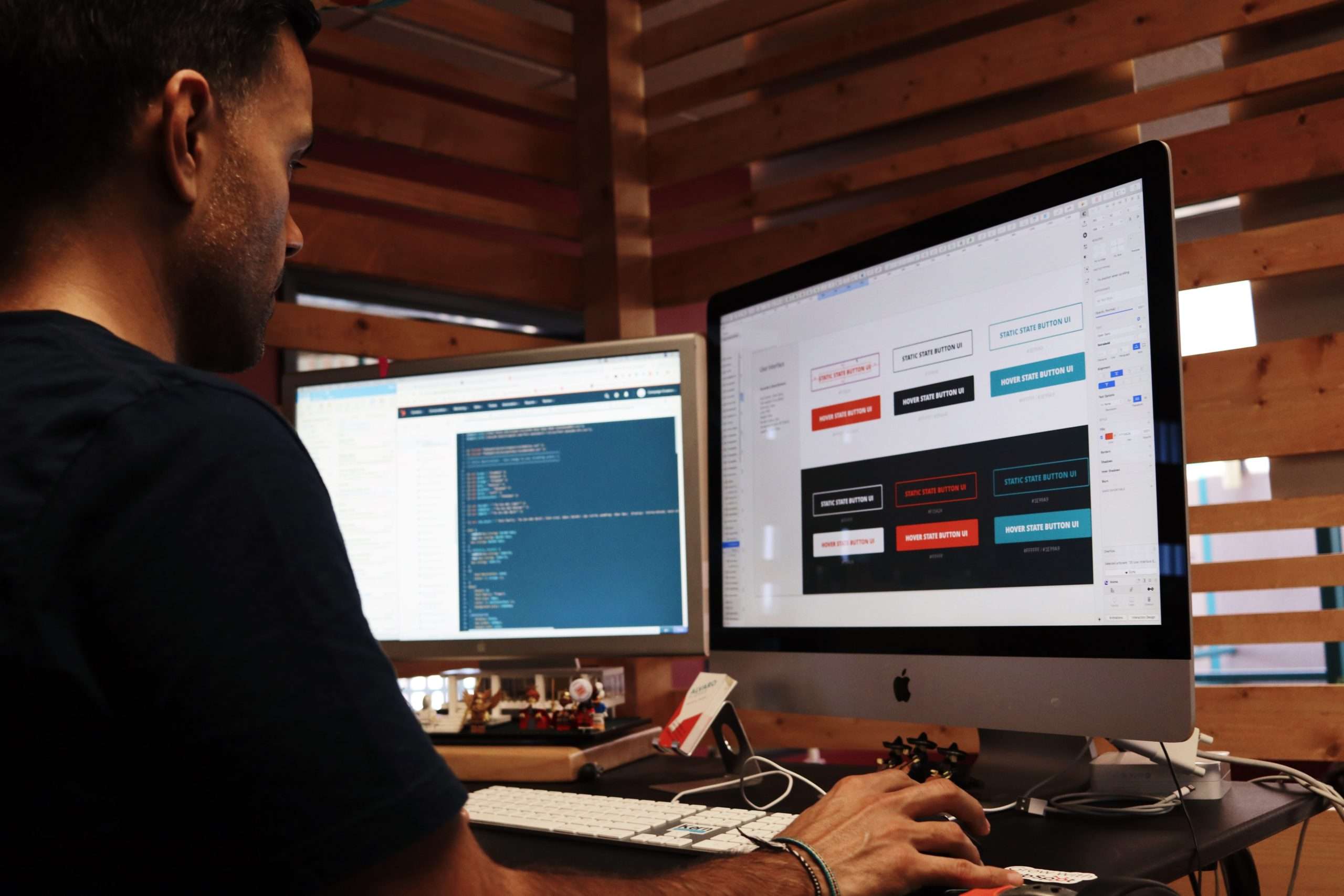 Working on design elements on a computer