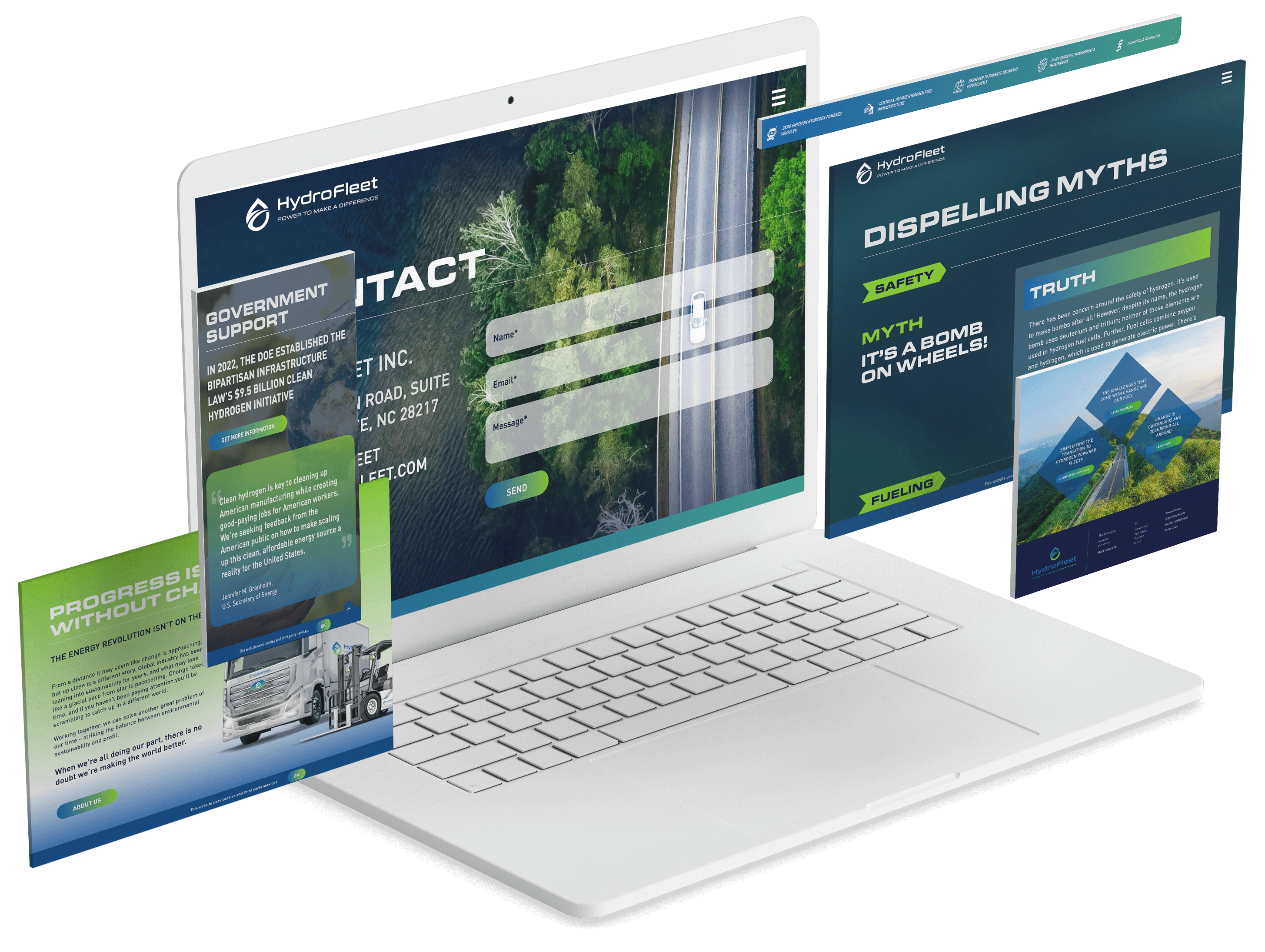 HydroFleet website design mockup