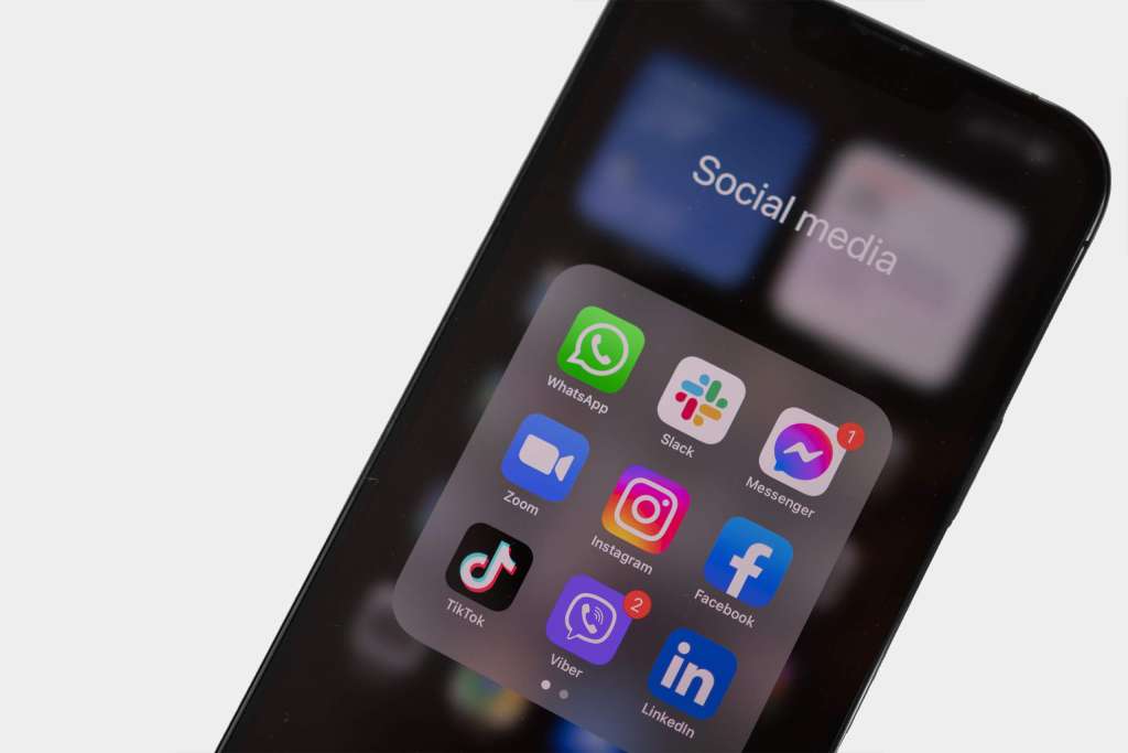An assortment of different social media platform app icons