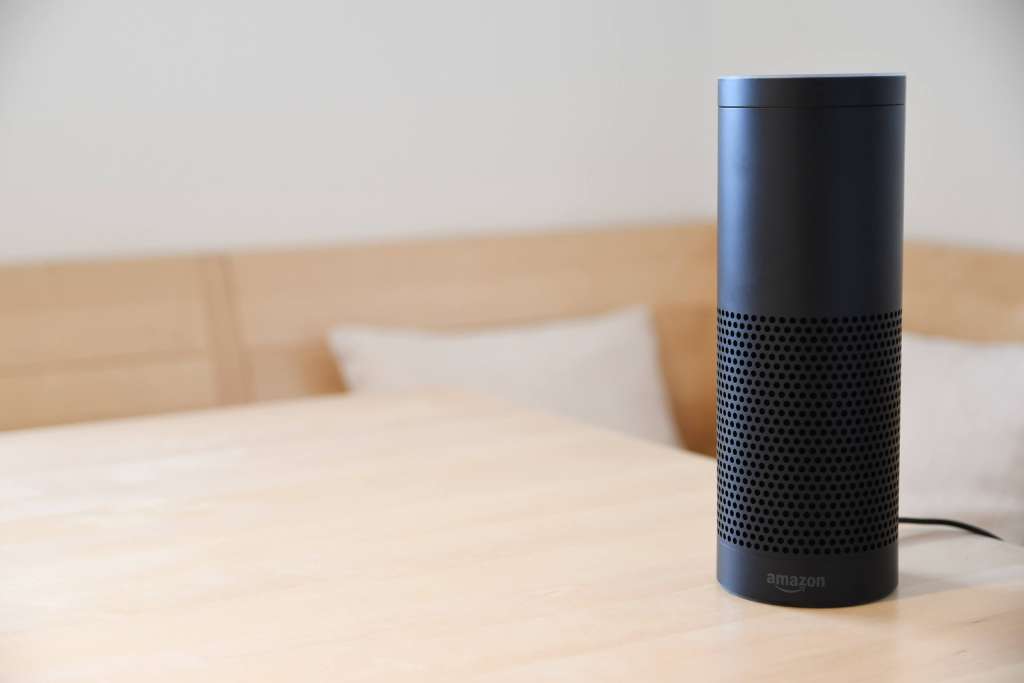 An Amazon Alexa device sitting on a table