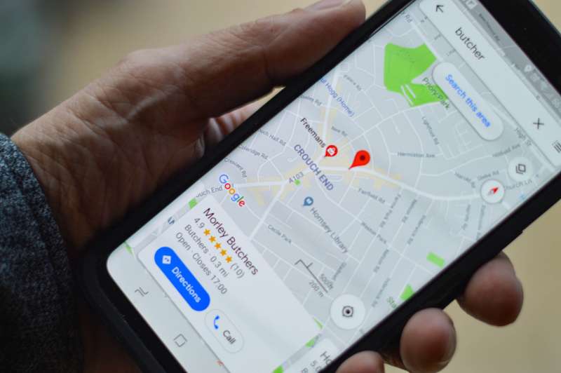 google maps website on a mobile phone